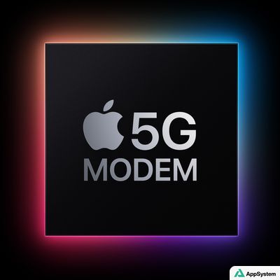 Illustration d’un modem 5G Apple sur fond sombre coloré