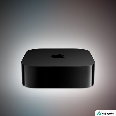 Apple TV 4K noire vue de face sur fond dégradé
