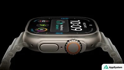 Apple Watch Ultra vue de face avec boîtier en titane