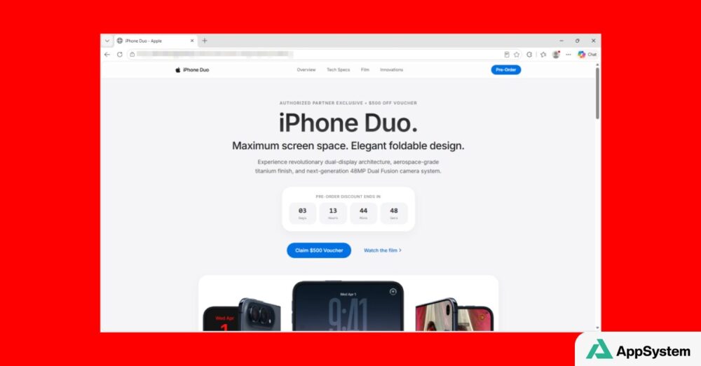 Illustration : Fake iPhone Duo preorder page can steal crypto wallet data and more