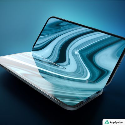 Rendu conceptuel d’un smartphone pliable ouvert avec écran étendu
