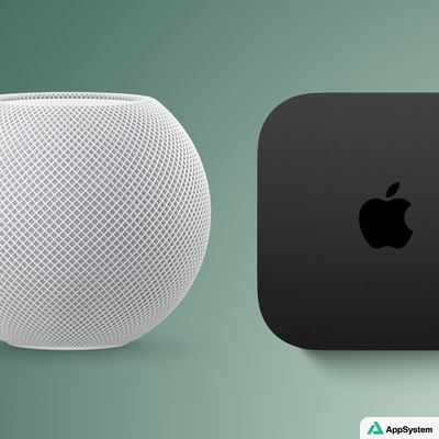 HomePod mini blanc et Apple TV noire côte à côte
