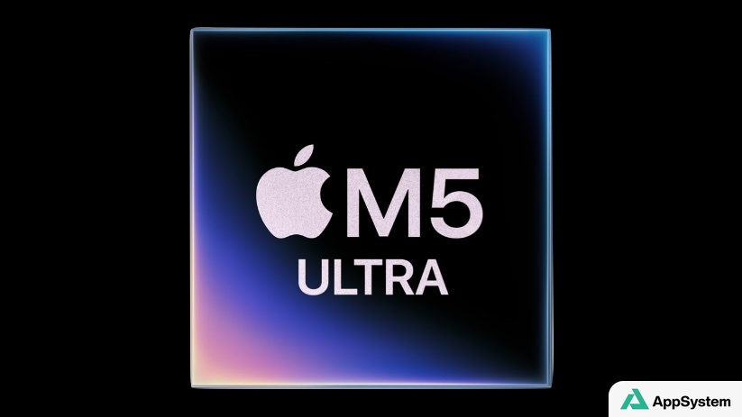 Rendu du processeur Apple M5 Ultra aux contours lumineux