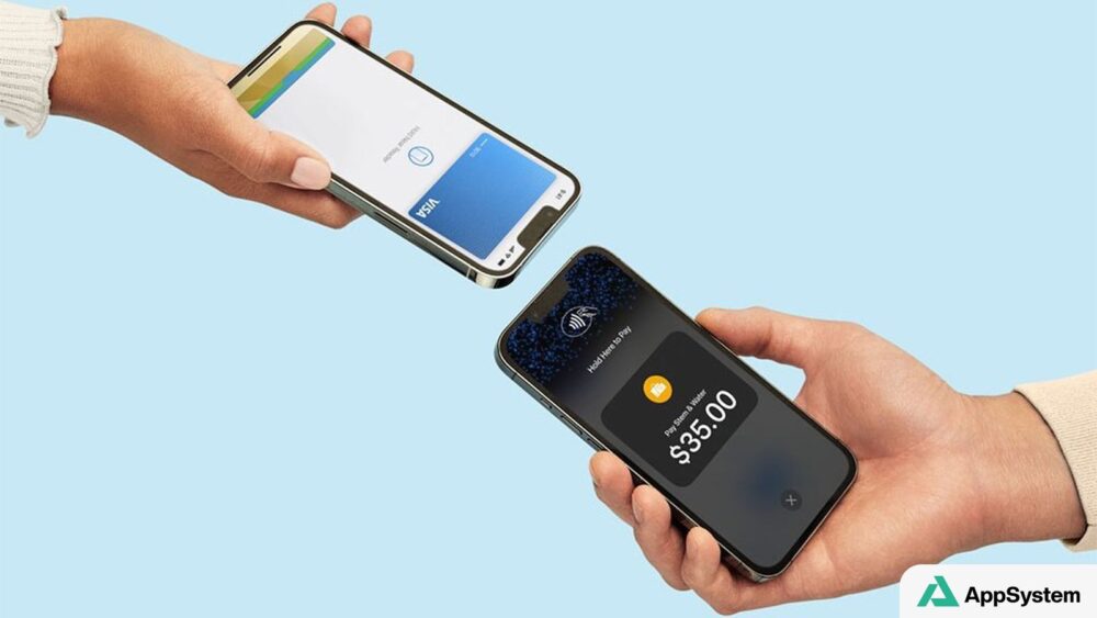 Deux iPhone illustrent un paiement sans contact avec Tap to Pay