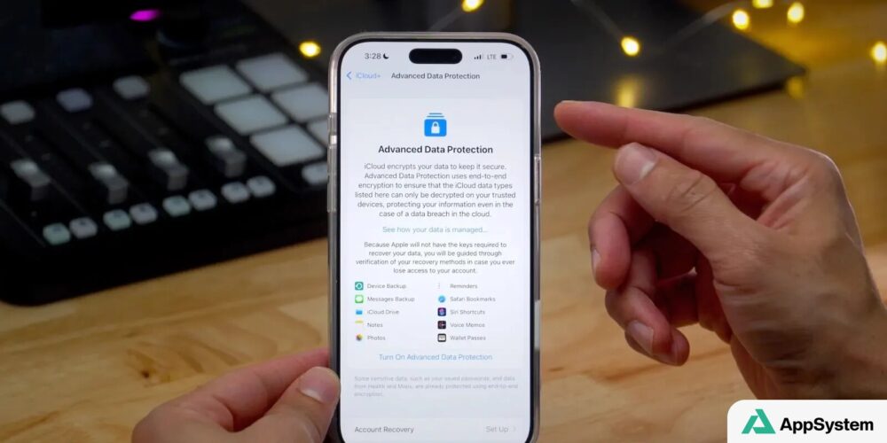 iPhone montrant l’écran de chiffrement avancé des données iCloud