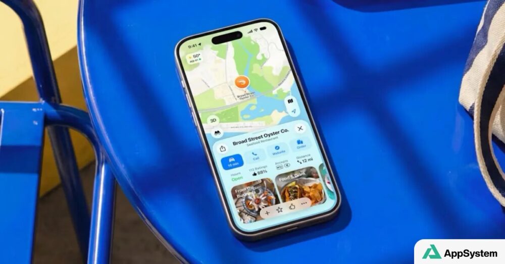 iPhone affichant une fiche de restaurant dans Apple Plans