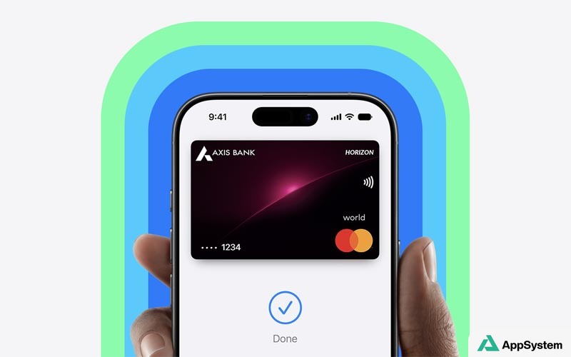 iPhone affichant une carte Axis Bank dans Apple Pay