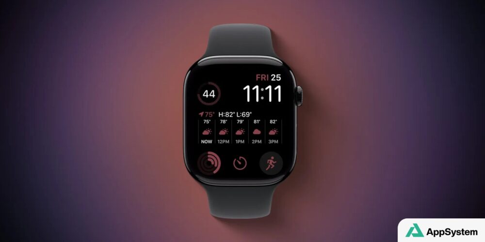 Apple Watch présentant le cadran Modular avec informations météo détaillées