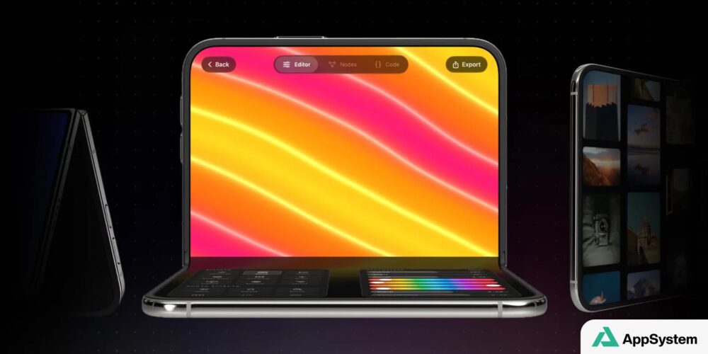 Simulateur 3D montrant un iPhone Duo déplié et plié