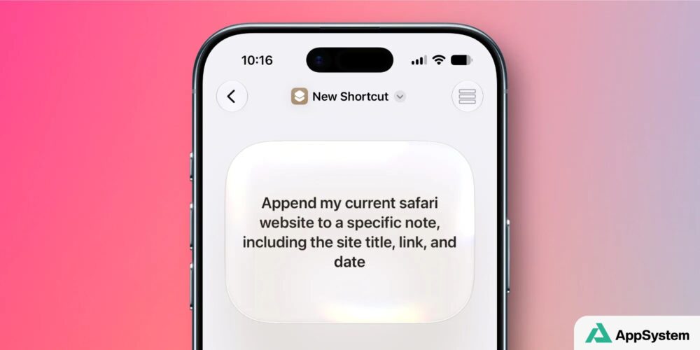 Écran d’un iPhone montrant un nouveau raccourci dans l’app Raccourcis