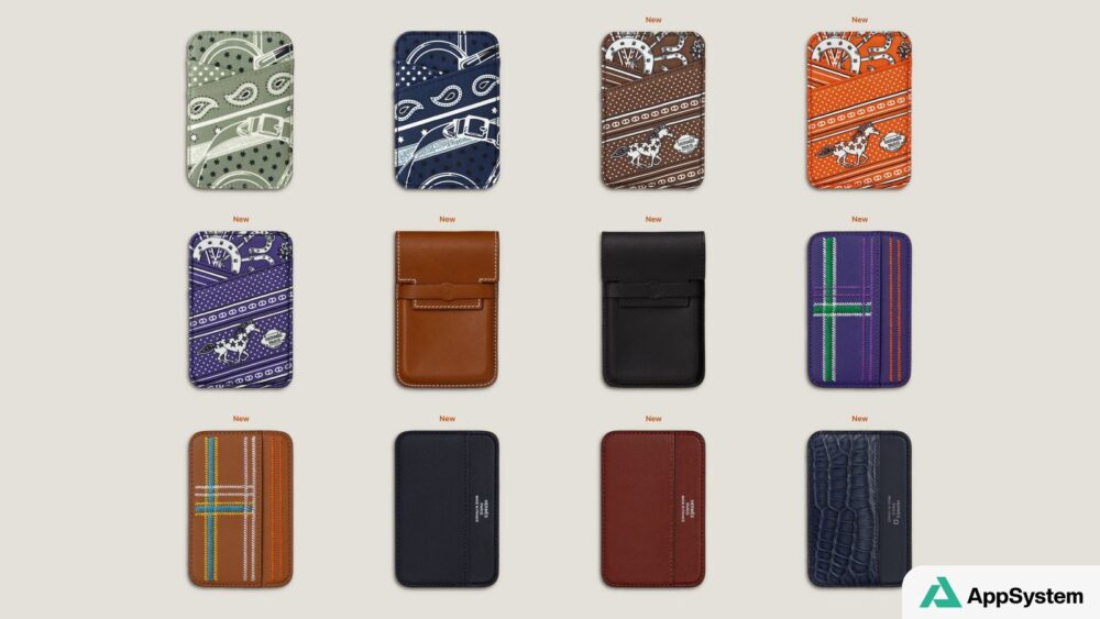 Collection de portefeuilles MagSafe Hermès aux motifs et couleurs variés