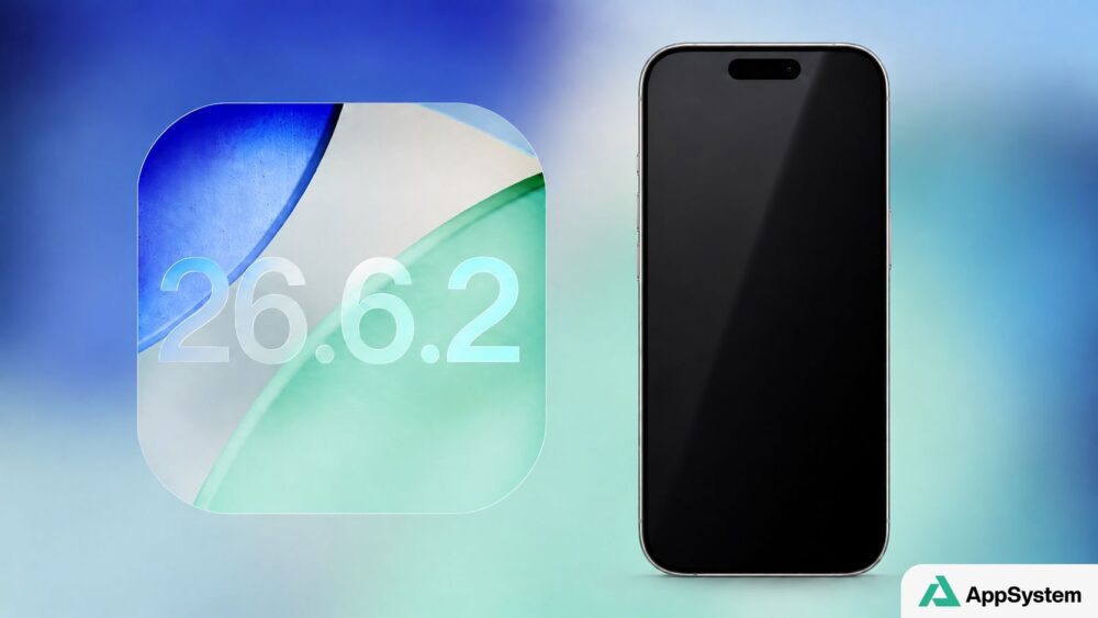 iPhone accompagné de l’icône iOS 26.6.2