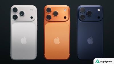 Trois iPhone Pro présentés de dos, dont le modèle orange central