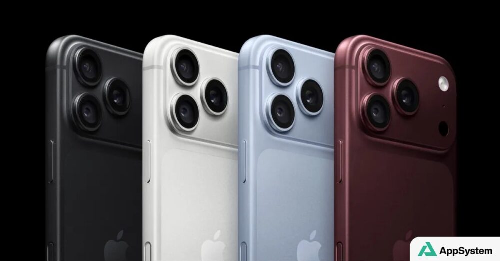 Quatre iPhone 18 Pro vus de dos, en différentes couleurs