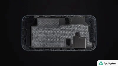 Vue interne de l’iPhone avec sa chambre à vapeur agrandie