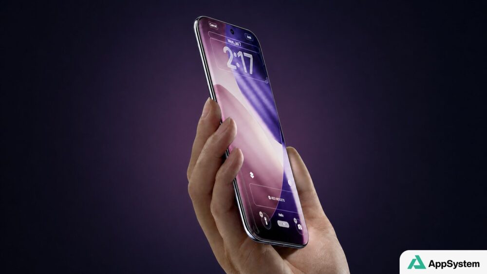 Smartphone tenu en main, mettant en valeur son écran OLED incurvé