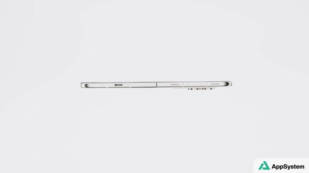 Vue latérale d’un iPhone pliable montrant sa faible épaisseur