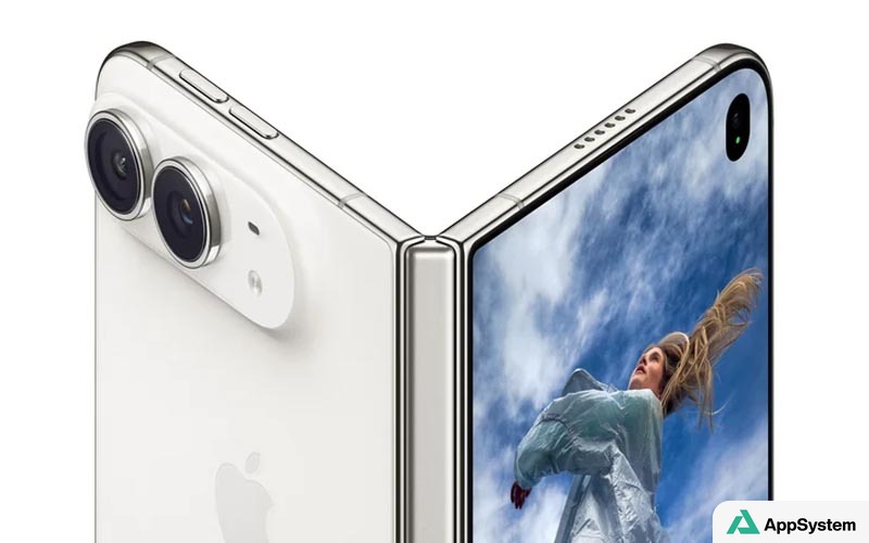 iPhone Duo pliant ouvert, montrant ses caméras et son écran