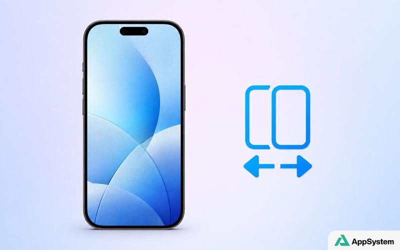 iPhone avec symbole de basculement entre deux appareils