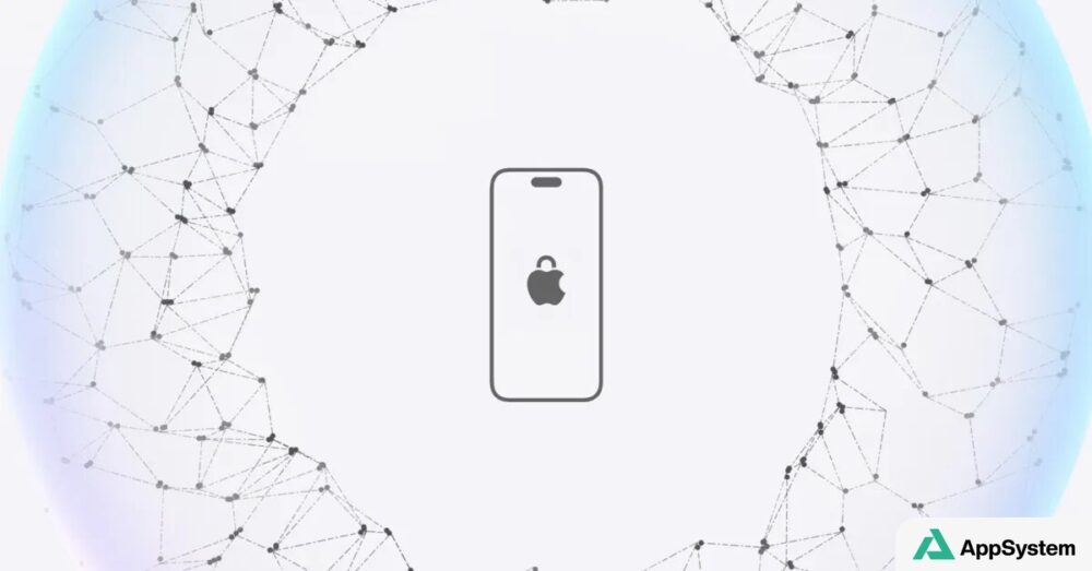 Illustration d’un iPhone Apple verrouillé face à un réseau numérique