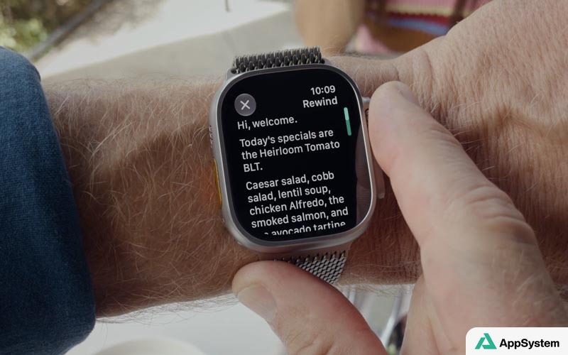 Apple Watch affiche la retranscription d’une conversation avec Live Rewind