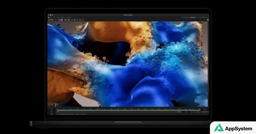 MacBook Pro affichant une image colorée sur son écran