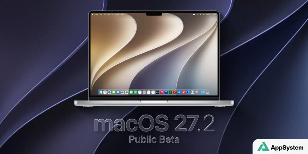 MacBook affichant macOS 27.2 en version bêta publique