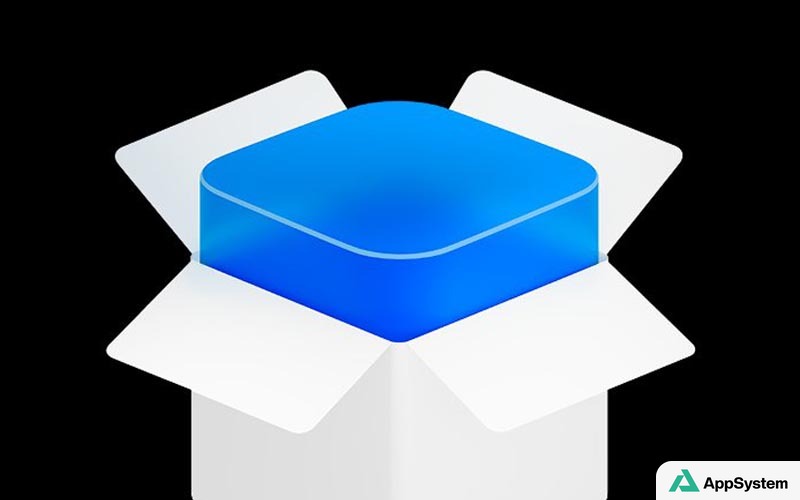 Nouvelle icône bleue et blanche d’un paquet d’installation macOS