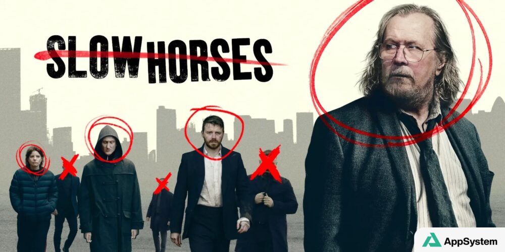 Affiche de Slow Horses montrant plusieurs agents devant Londres