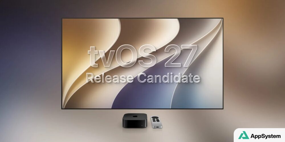Téléviseur affichant tvOS 27 Release Candidate avec Apple TV