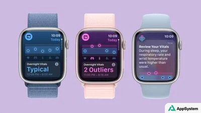 Trois Apple Watch affichent différentes données de santé dans l’app Vitals