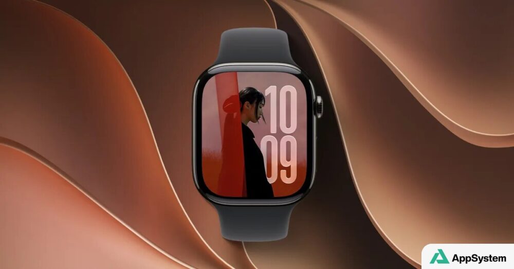Apple Watch noire affichant un cadran aux tons orangés