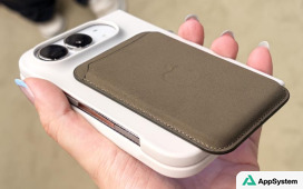 iPhone équipé d’un portefeuille magnétique fixé au dos
