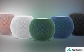 HomePod mini colorés alignés en plusieurs teintes