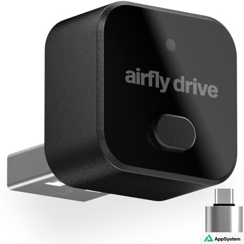 Adaptateur AirFly Drive noir présenté avec son connecteur USB-C