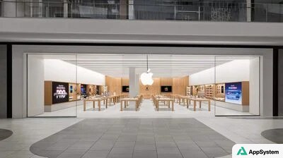 Intérieur lumineux de l’Apple Store Del Amo à Torrance