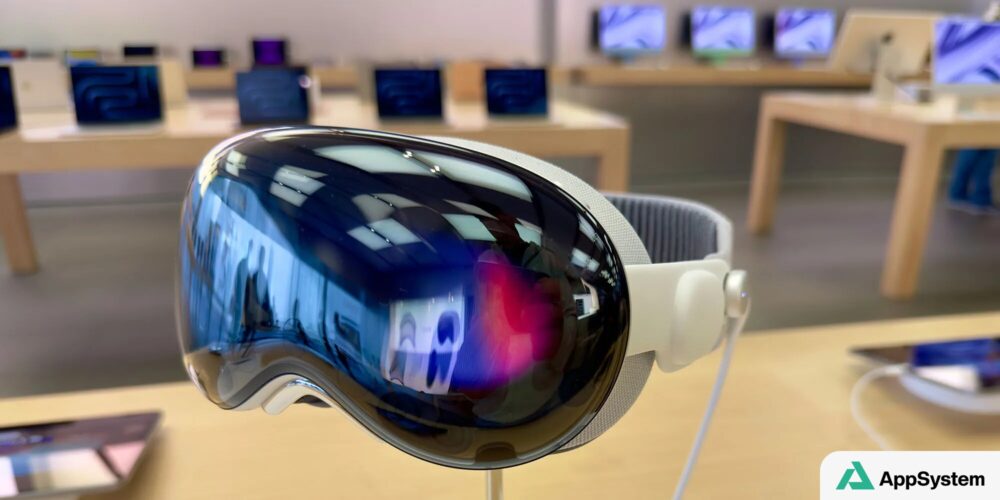 Casque Apple Vision Pro présenté dans une boutique Apple