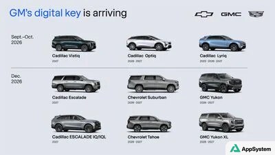 Infographie présentant les modèles GM compatibles avec la clé numérique