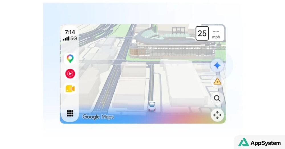 Interface Google Maps affichée sur CarPlay avec navigation routière en cours