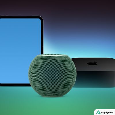 HomePod mini vert devant un écran et une Apple TV