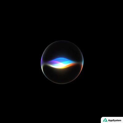 Icône lumineuse de Siri sur fond noir
