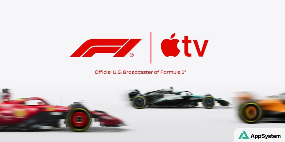 Voitures de Formule 1 illustrant la diffusion sur Apple TV