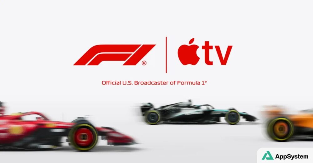 Voitures de Formule 1 illustrant la diffusion sur Apple TV