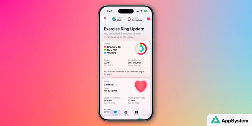 iPhone présentant les données de santé et d’activité physique