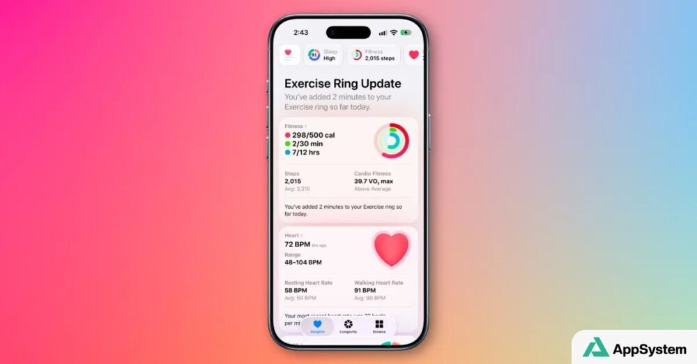 iPhone affichant la nouvelle interface de l’application Santé
