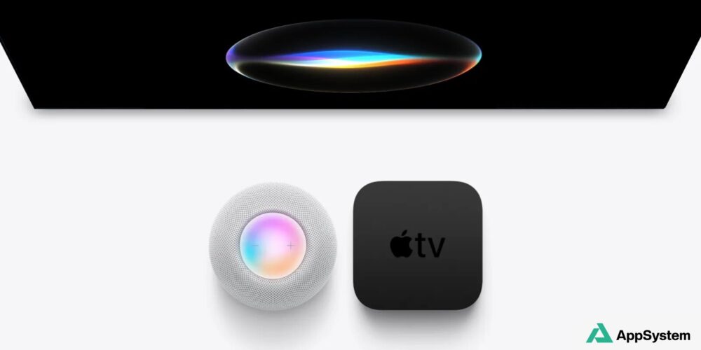 Apple TV 4K et enceinte HomePod présentées côte à côte