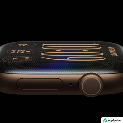 Gros plan sur le boîtier et la couronne d’une Apple Watch