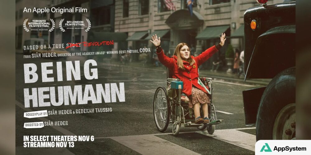 Affiche du film Being Heumann avec une femme en fauteuil roulant