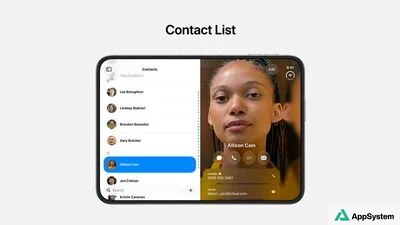 Application Contacts présentant une liste et une fiche détaillée