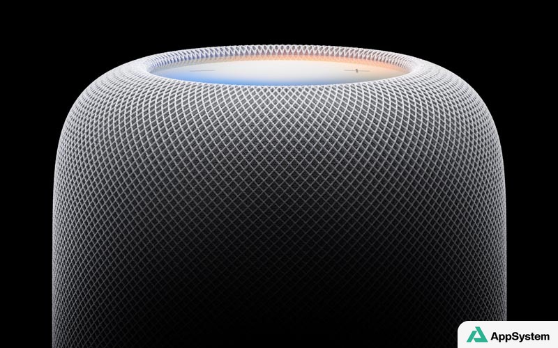 HomePod blanc avec surface supérieure lumineuse